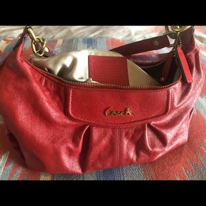 Red Leather Coach Handbag